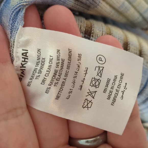 Simkhai Solana French Blue Ribbed Collared Knit Body Cone Preppy Knee Dress XL - Picture 8 of 12